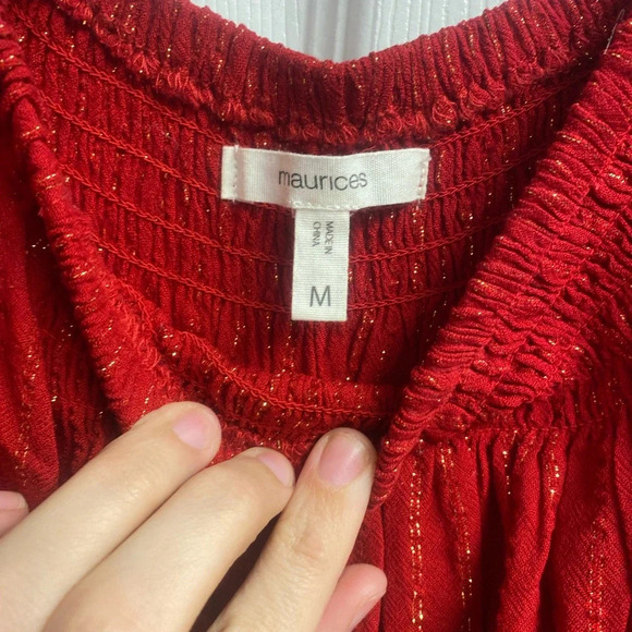 Maurices Red Top With Shimmer Size Medium - Picture 4 of 4